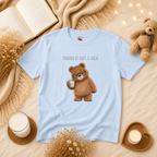 Powered by Naps & Milk Cute Bear Kids T-Shirt |  Bear Graphic Tee | Youth XS-XL | Ages 4-14