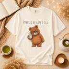 Powered By Naps & Tea Bear Shirt | Cute Tea Lover T-Shirt | Cozy Bear Graphic Tee | Book Lover Gift | Unisex Comfort Colors Tee