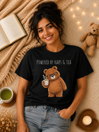 Powered By Naps & Tea Bear Shirt | Cute Tea Lover T-Shirt | Cozy Bear Graphic Tee | Book Lover Gift | Unisex Comfort Colors Tee