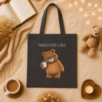 Powered by Naps & Milk Cute Bear Canvas Tote Bag| Funny Teddy Bear Reusable Shopping Bag | Bear Lover Gift |Reusable Shoulder Bag