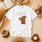 Will Do Anything for Snacks Bear Shirt | Funny Foodie T-Shirt | Cute Bear Graphic Tee | Gift for Snack Lovers