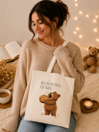 Will Do Anything for Snacks Bear Canvas Tote Bag| Funny Teddy Bear Reusable Shopping Bag | Bear Lover Gift |Reusable Shoulder Bag