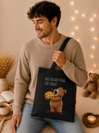 Will Do Anything for Snacks Bear Canvas Tote Bag| Funny Teddy Bear Reusable Shopping Bag | Bear Lover Gift |Reusable Shoulder Bag