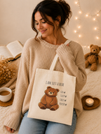 Eat Sleep Chill Repeat Bear Canvas Tote Bag| Funny Teddy Bear Reusable Shopping Bag | Bear Lover Gift |Reusable Shoulder Bag