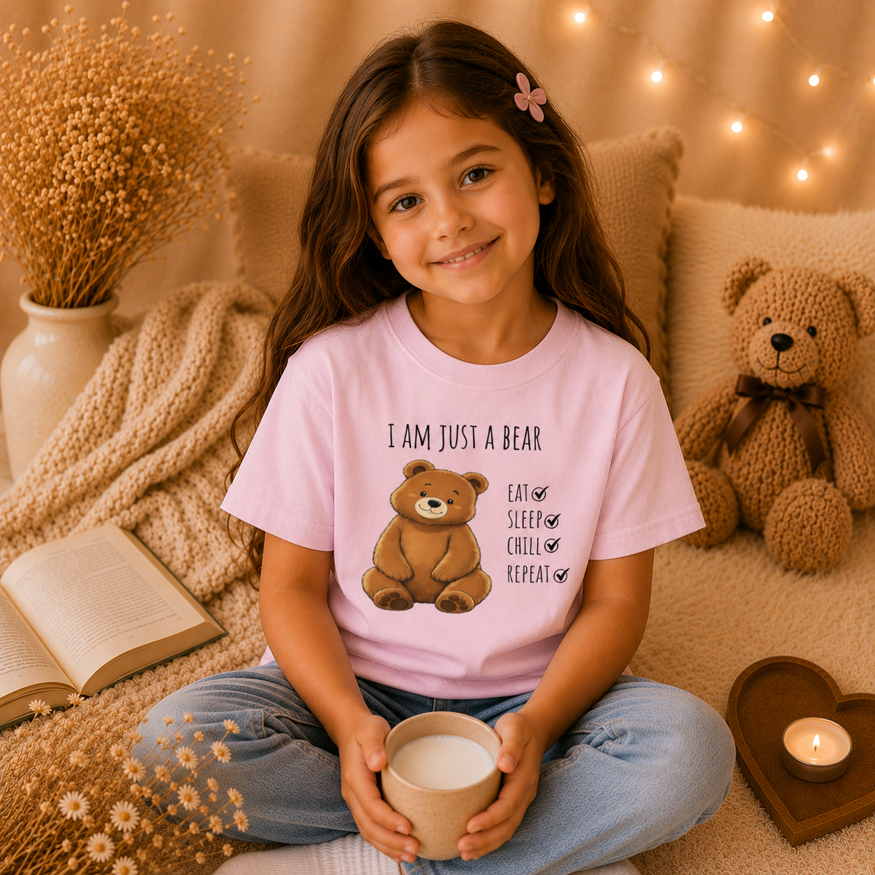 I Am Just a Bear Kids T-Shirt |  Bear Graphic Tee | Youth XS-XL | Ages 4-14