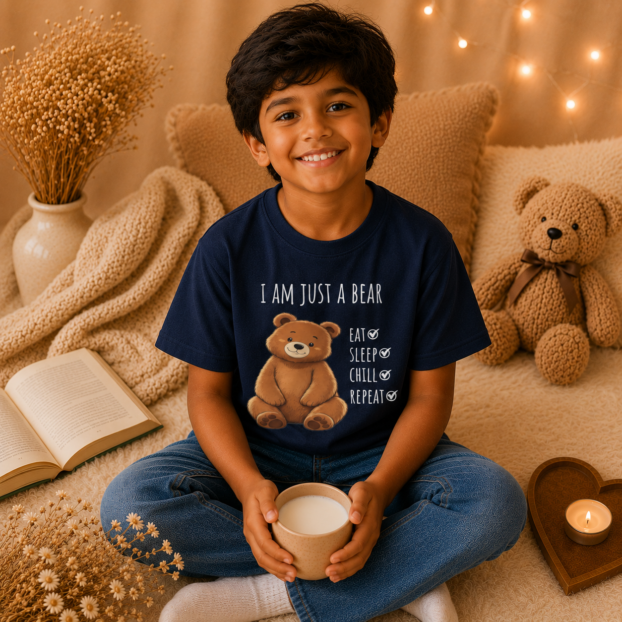 I Am Just a Bear Kids T-Shirt |  Bear Graphic Tee | Youth XS-XL | Ages 4-14