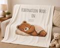 Hibernation Mode On Bear Blanket, Cute Bear Throw Blanket, Cozy Velveteen Plush Blanket, Bear Lover Gift, Funny Animal Blanket