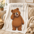 I Need A Nap Cute Bear Velveteen Plush Blanket | Cozy Animal Throw