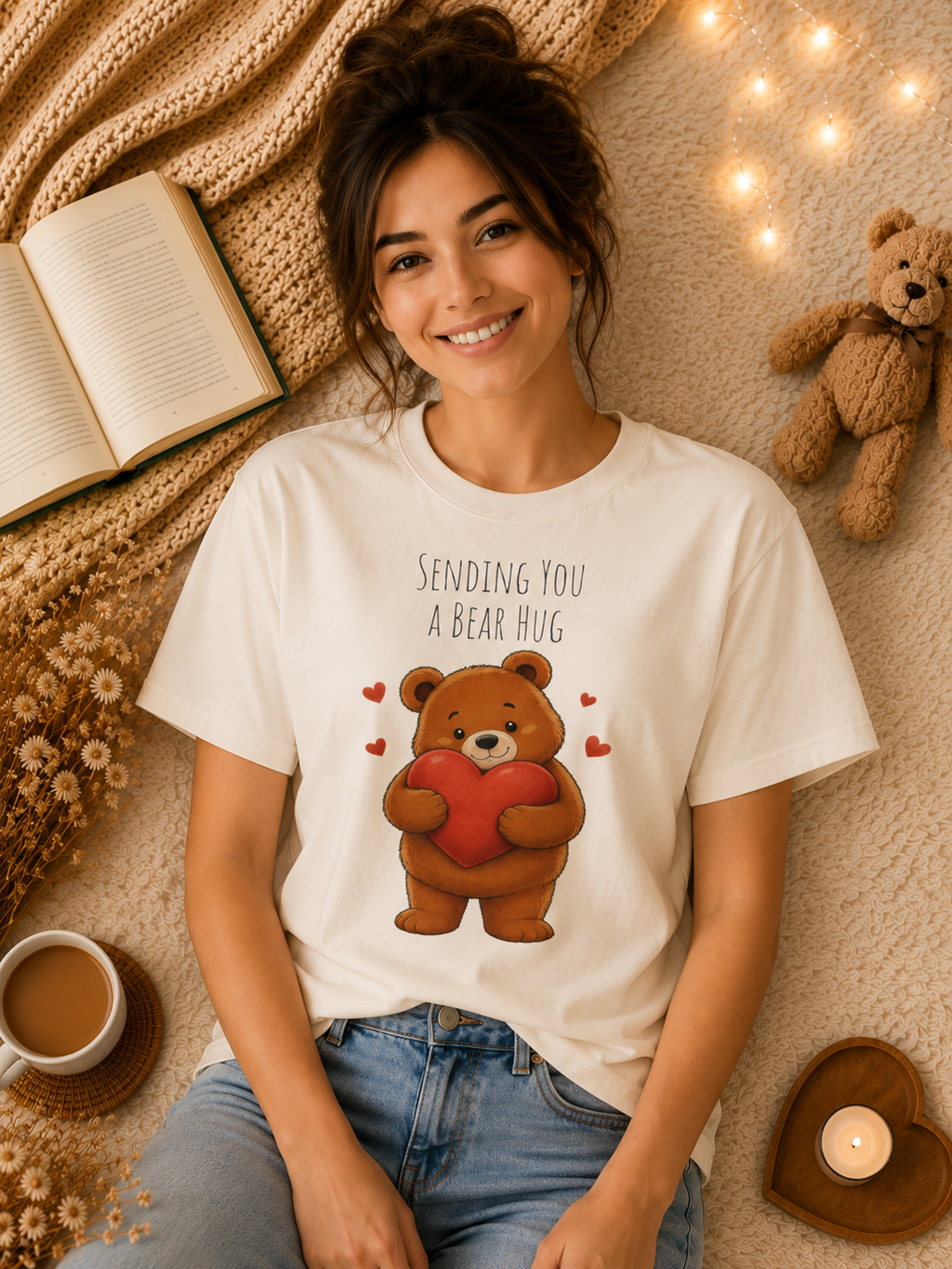 Sending You a Bear Hug T-Shirt Cute Bear Tee I Heart Warming Graphic Tee, Bear Lover Gift, Cozy Animal Lover T Shirt