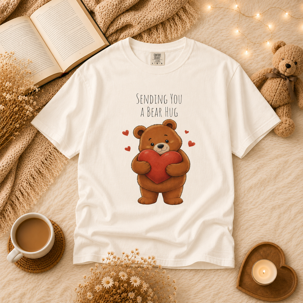 Sending You a Bear Hug T-Shirt Cute Bear Tee I Heart Warming Graphic Tee, Bear Lover Gift, Cozy Animal Lover T Shirt