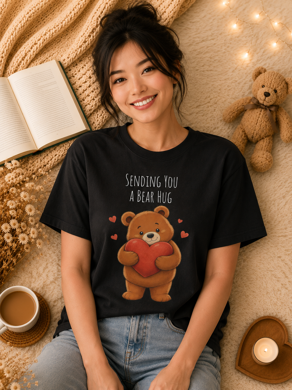 Sending You a Bear Hug T-Shirt Cute Bear Tee I Heart Warming Graphic Tee, Bear Lover Gift, Cozy Animal Lover T Shirt