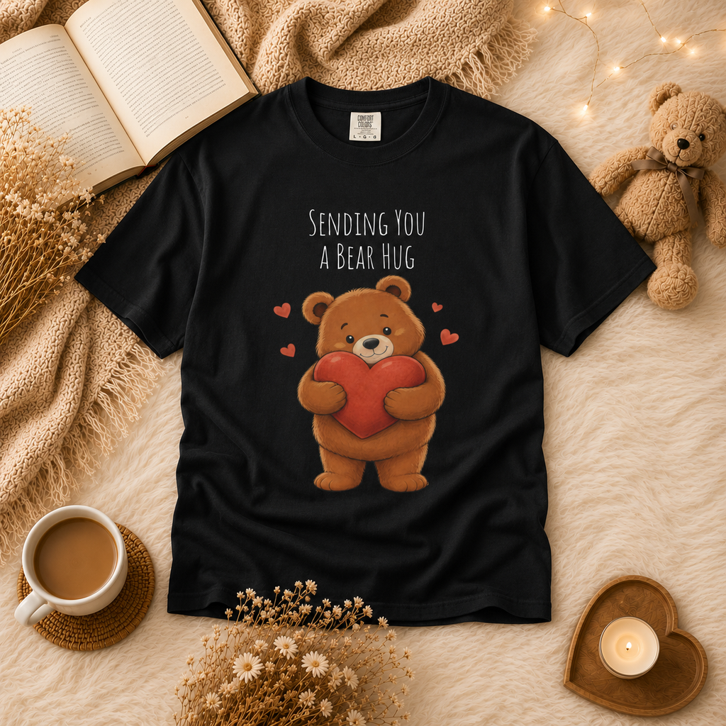 Sending You a Bear Hug T-Shirt Cute Bear Tee I Heart Warming Graphic Tee, Bear Lover Gift, Cozy Animal Lover T Shirt