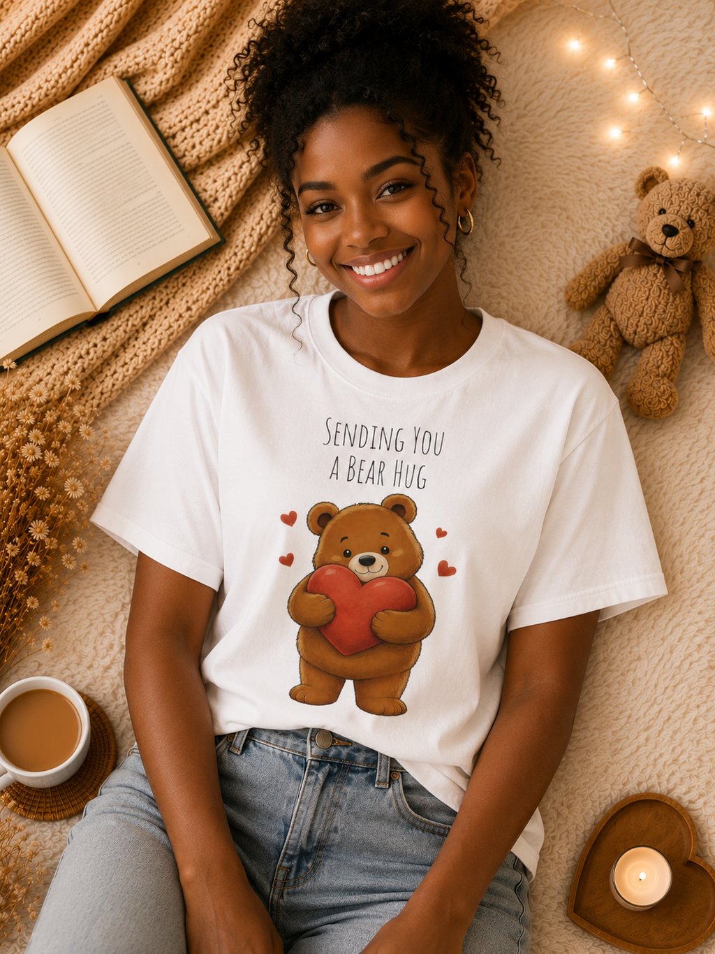 Sending You a Bear Hug T-Shirt Cute Bear Tee I Heart Warming Graphic Tee, Bear Lover Gift, Cozy Animal Lover T Shirt