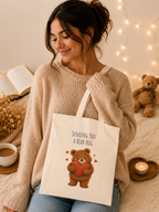 Sending You a Bear Hug Tote Bag| Cute Teddy Bear Reusable Shopping Bag | Bear Lover Gift |Reusable Shoulder Bag