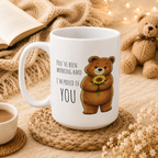Cute Bear Sunflower Mug | I'm Proud of You Coffee Mug | Encouragement Gift | Positive Affirmation Ceramic Mug 11oz,15oz