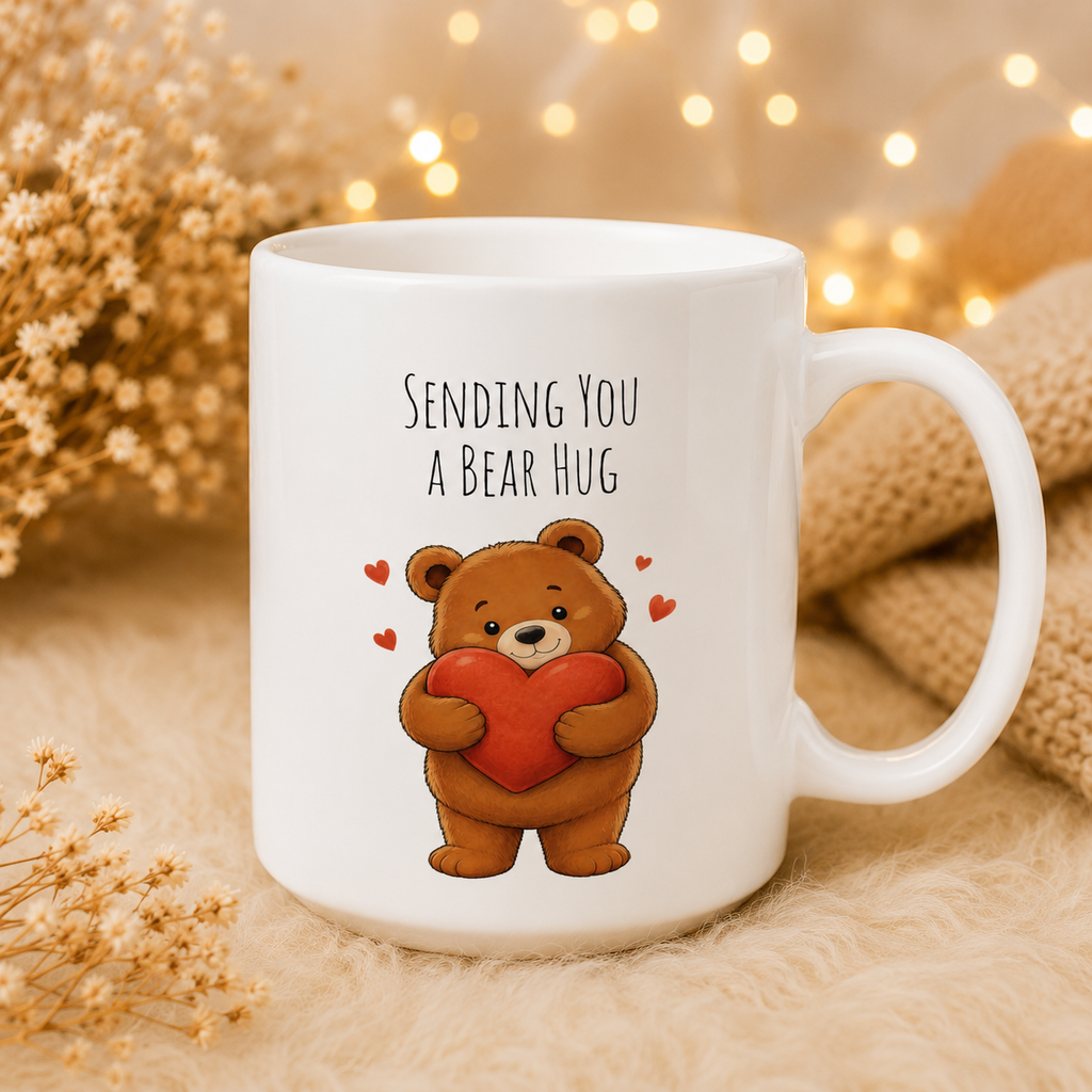 Sending You A Bear Hug Mug | Encouragement Gift | Bear Lover Gift | Positive Affirmation Ceramic Mug 11oz,15oz