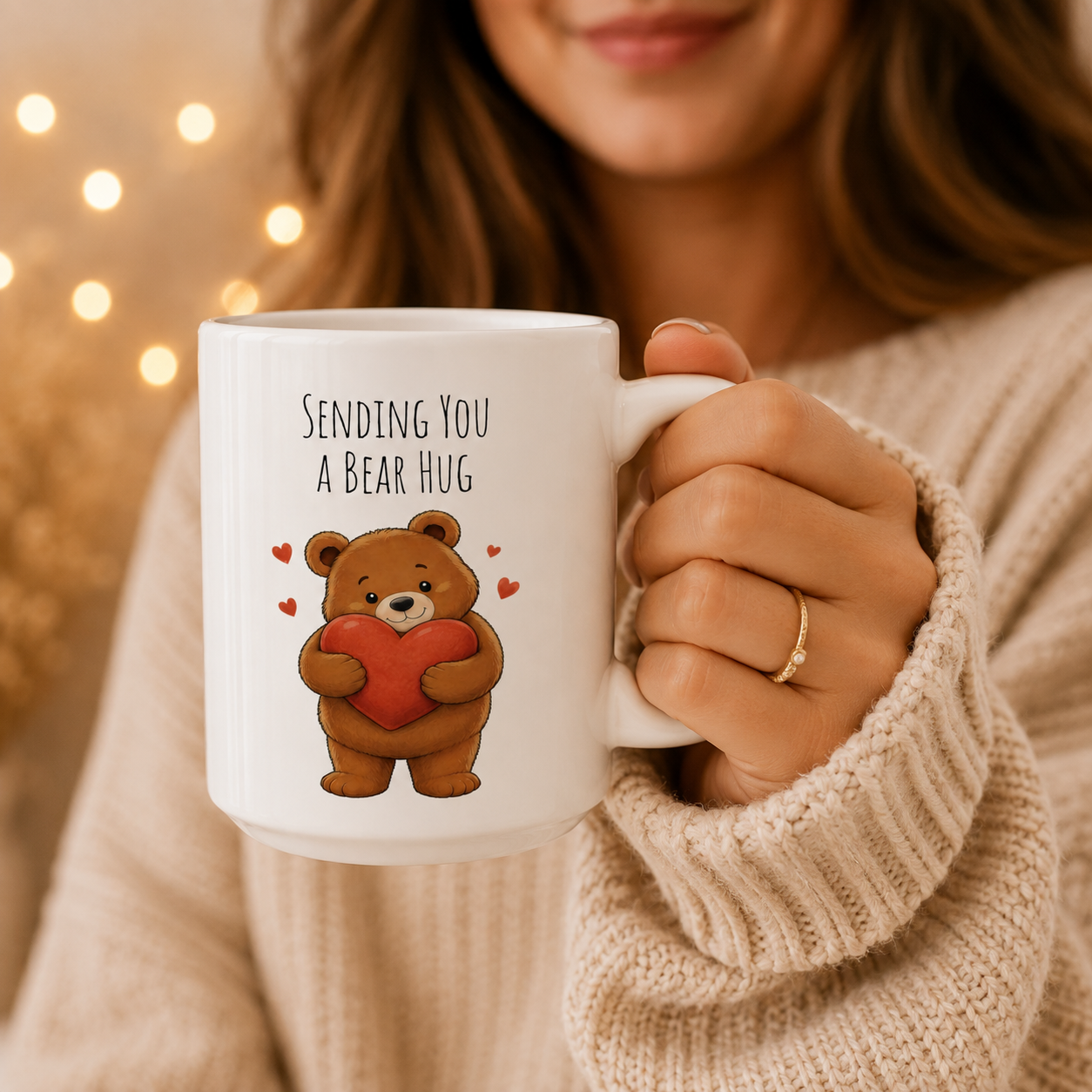 Sending You A Bear Hug Mug | Encouragement Gift | Bear Lover Gift | Positive Affirmation Ceramic Mug 11oz,15oz