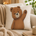Cute Bear Pillow Cover | Teddy Bear Throw Pillow | Neutral Nursery Decor | Cozy Home Accent pillowcase