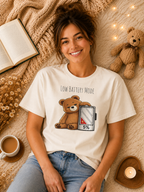 Low Battery Mode Cute Bear T-Shirt I Cute Bear Tee I Heart Warming Graphic Tee, Bear Lover Gift, Cozy Animal Lover T Shirt