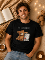 Low Battery Mode Cute Bear T-Shirt I Cute Bear Tee I Heart Warming Graphic Tee, Bear Lover Gift, Cozy Animal Lover T Shirt