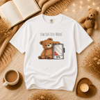 Low Battery Mode Cute Bear T-Shirt I Cute Bear Tee I Heart Warming Graphic Tee, Bear Lover Gift, Cozy Animal Lover T Shirt