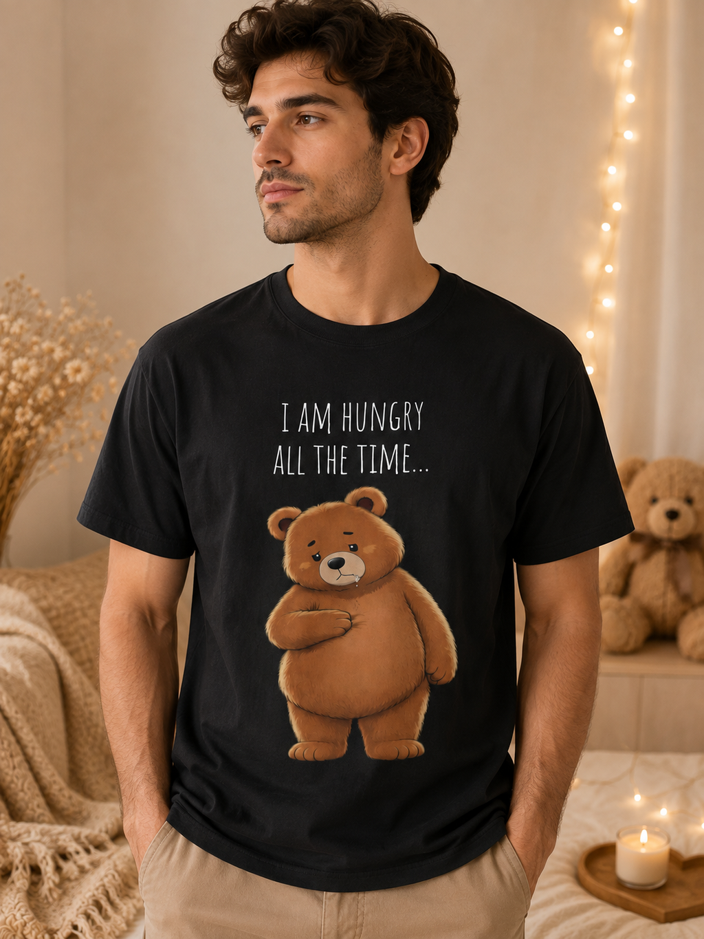I Am Hungry All the Time Bear Shirt, Cute Hungry Bear T-Shirt, Funny Food Lover Graphic Tee, Cozy Animal Shirt, Unisex Comfort Colors Tee