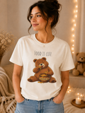 Cute Bear Shirt Food Is Life Tee, Funny Bear Graphic T-Shirt, Honey Bear Shirt, Foodie Gift, Bear Lover Gift, Unisex Animal Tee
