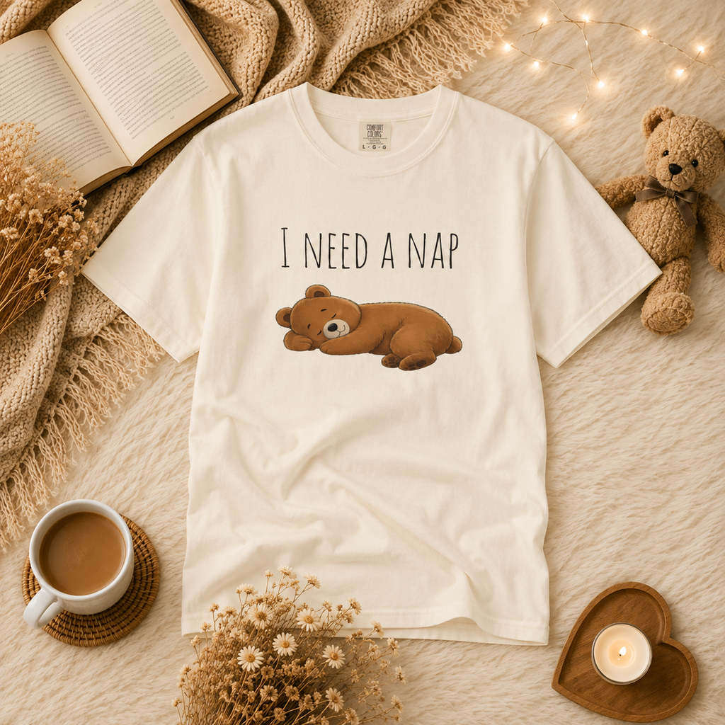 I Need a Nap Bear Shirt, Cute Sleeping Bear T-Shirt, Cozy Animal Graphic Tee, Funny Sleep Lover Gift, Unisex Comfort Colors Tee