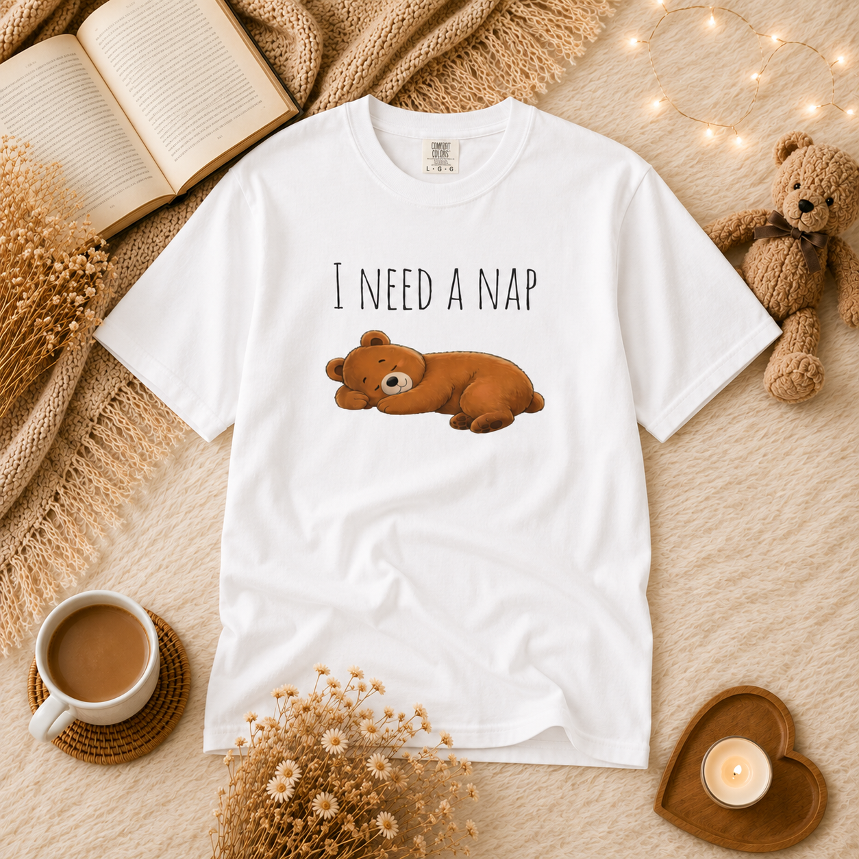 I Need a Nap Bear Shirt, Cute Sleeping Bear T-Shirt, Cozy Animal Graphic Tee, Funny Sleep Lover Gift, Unisex Comfort Colors Tee
