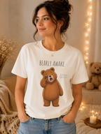 Bearly Awake Bear T-Shirt | Cute Funny Bear Graphic Tee | Unisex Comfort Colors Shirt | Sleepy Bear Gift