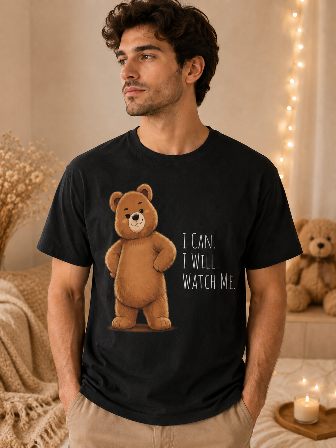 I Can I Will Watch Me Bear Shirt | Cute Motivational Teddy Bear T-Shirt | Positive Mindset Shirt | Unisex Bear Lover Gift