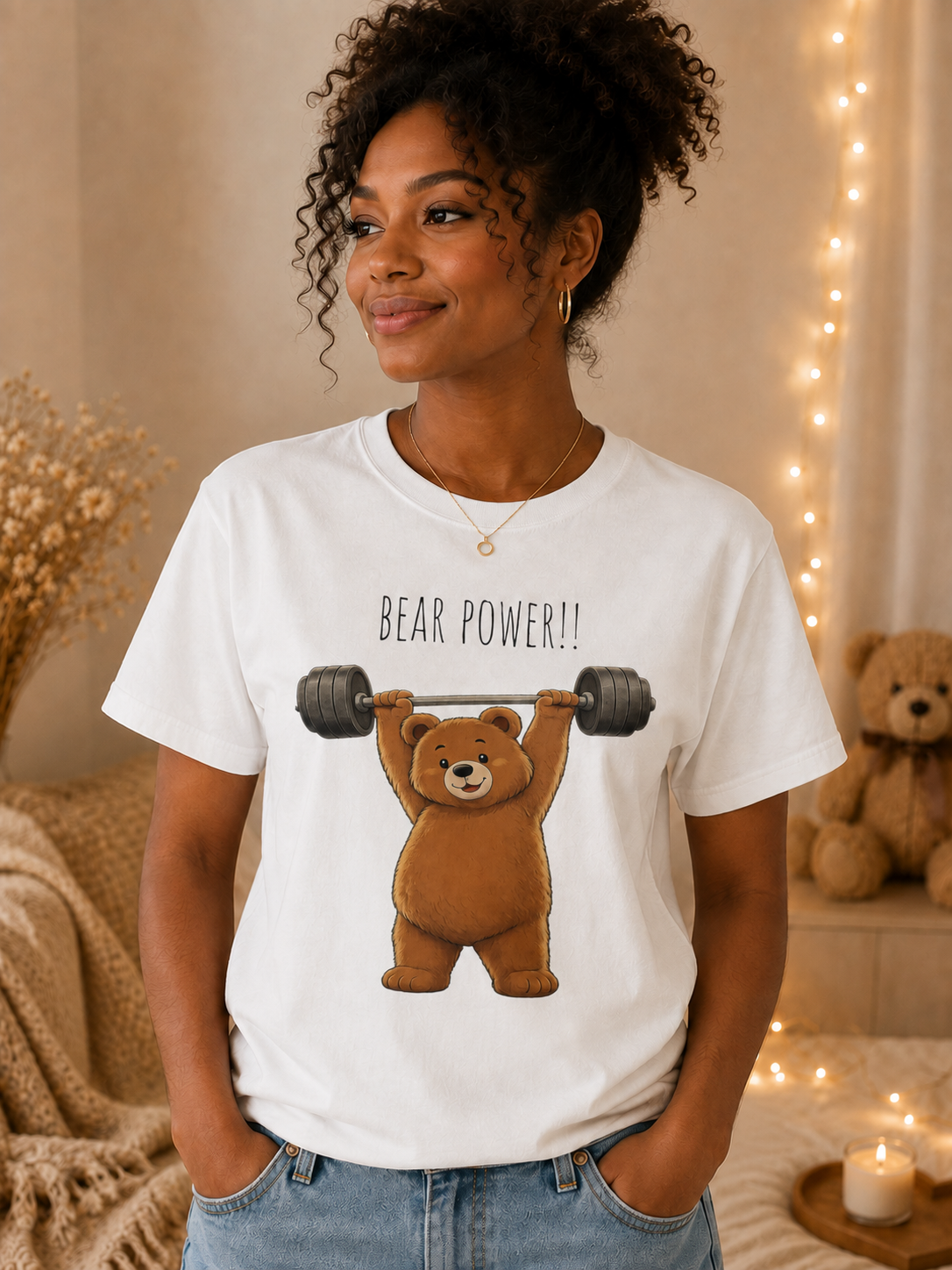 Bear Power Gym Shirt, Cute Weightlifting Bear T-Shirt, Funny Workout Tee, Fitness Lover Gift, Gym Bear Graphic Tee