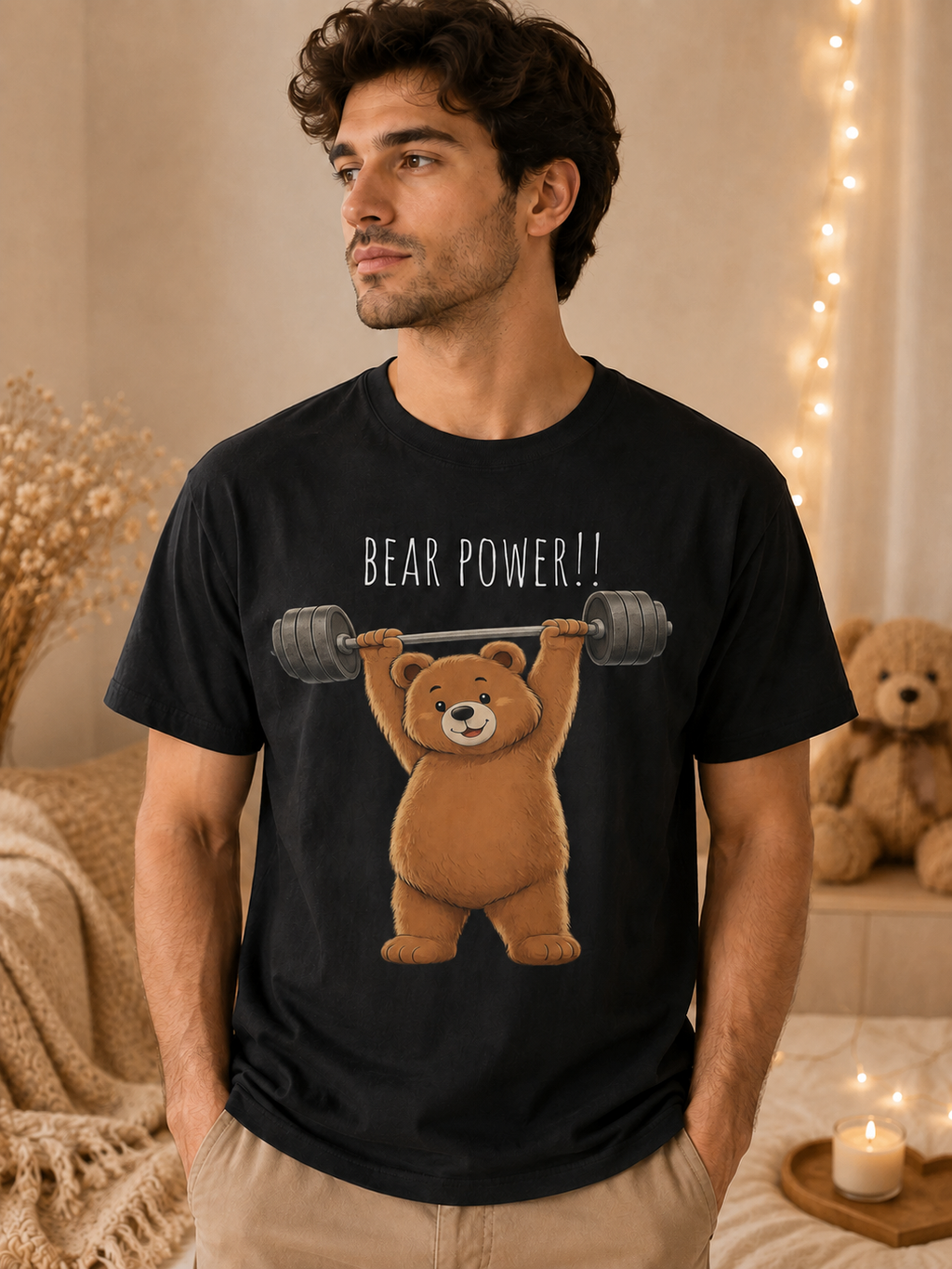 Bear Power Gym Shirt, Cute Weightlifting Bear T-Shirt, Funny Workout Tee, Fitness Lover Gift, Gym Bear Graphic Tee