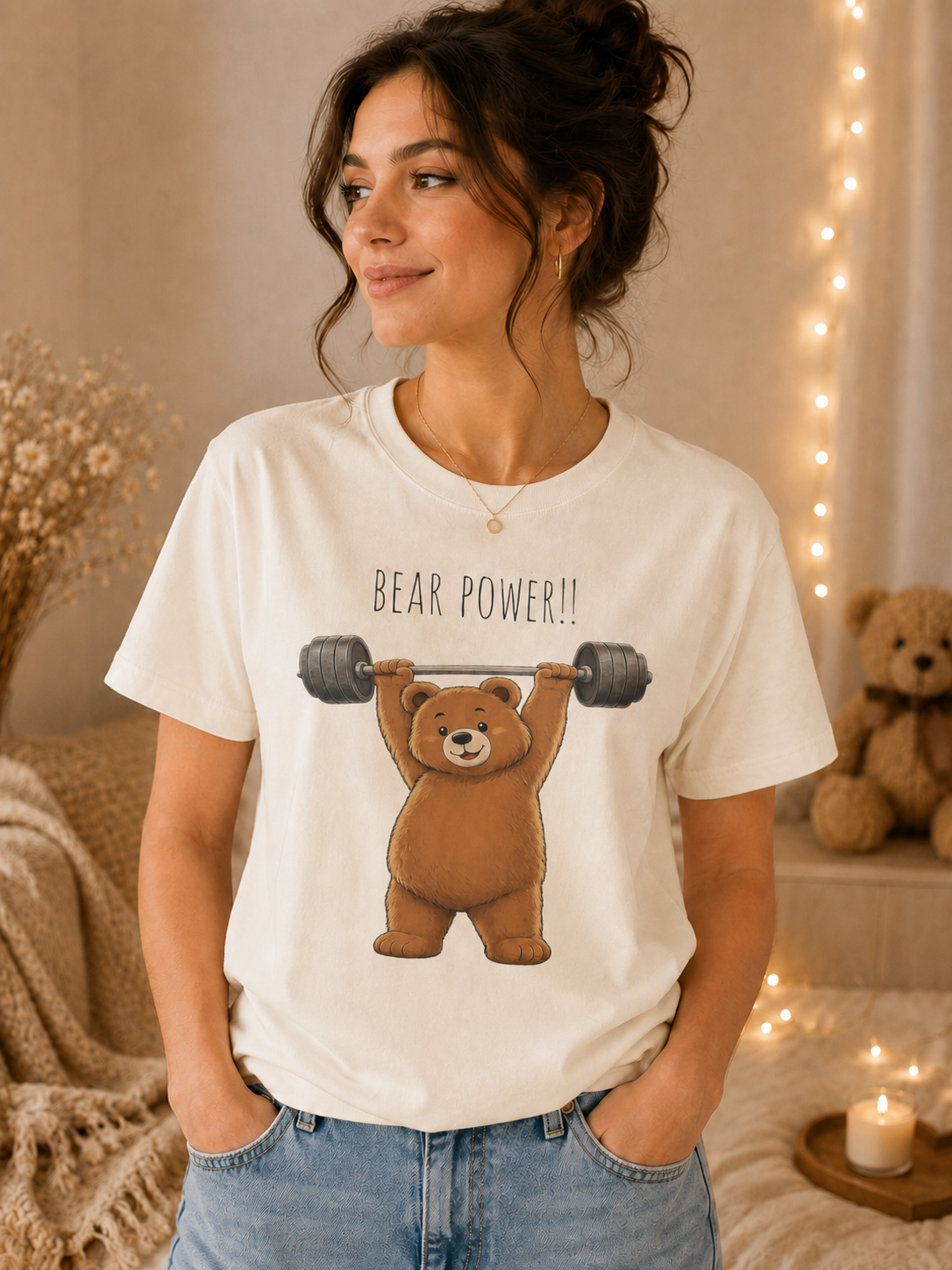 Bear Power Gym Shirt, Cute Weightlifting Bear T-Shirt, Funny Workout Tee, Fitness Lover Gift, Gym Bear Graphic Tee