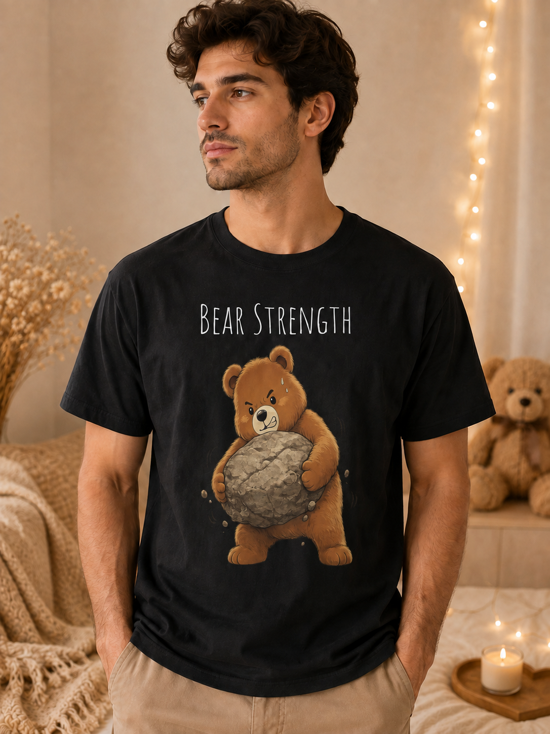 Bear Strength Gym Shirt, Cute Weightlifting Bear T-Shirt, Funny Workout Tee, Fitness Lover Gift, Gym Bear Graphic Tee