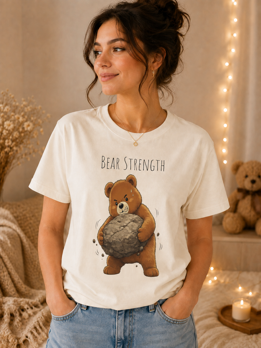 Bear Strength Gym Shirt, Cute Weightlifting Bear T-Shirt, Funny Workout Tee, Fitness Lover Gift, Gym Bear Graphic Tee