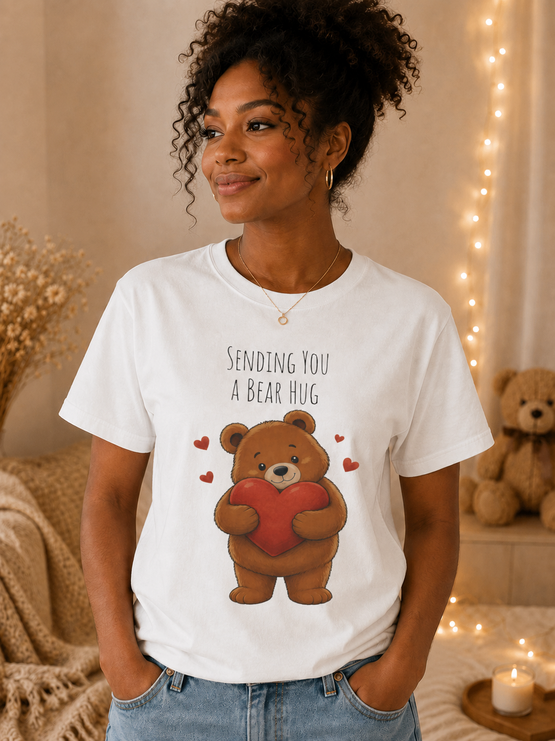 Sending You a Bear Hug T-Shirt Cute Bear Tee I Heart Warming Graphic Tee, Bear Lover Gift, Cozy Animal Lover T Shirt