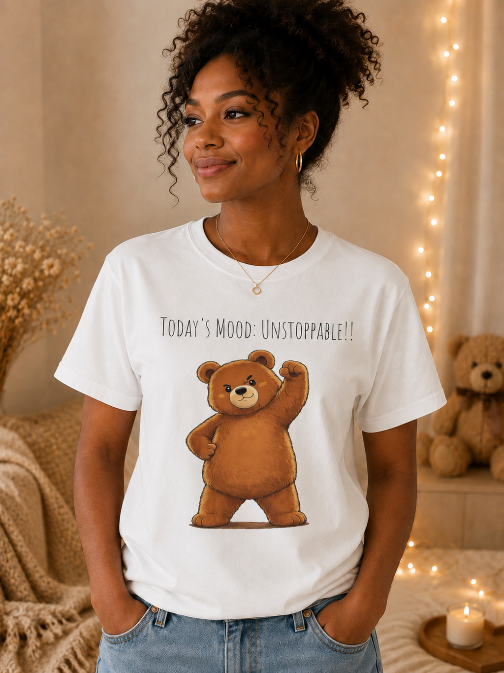 Today's Mood: Unstoppable Bear T-Shirt | Cute Motivational Graphic Tee | Positive Mindset Shirt | Unisex Bear Lover Gift