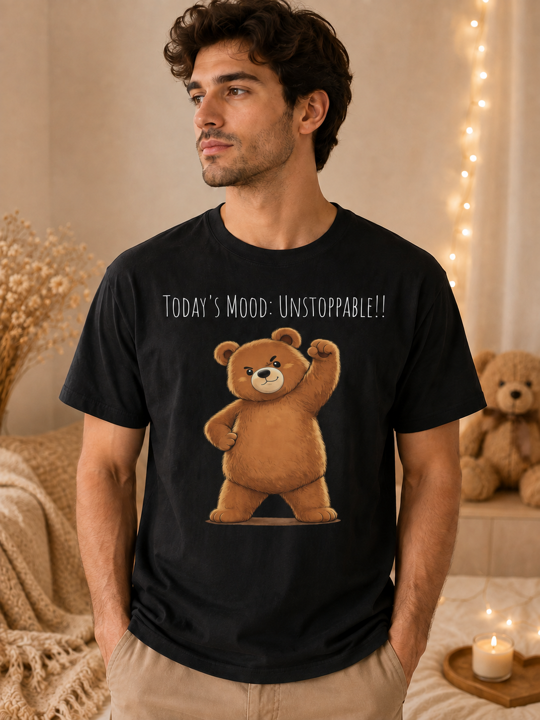 Today's Mood: Unstoppable Bear T-Shirt | Cute Motivational Graphic Tee | Positive Mindset Shirt | Unisex Bear Lover Gift
