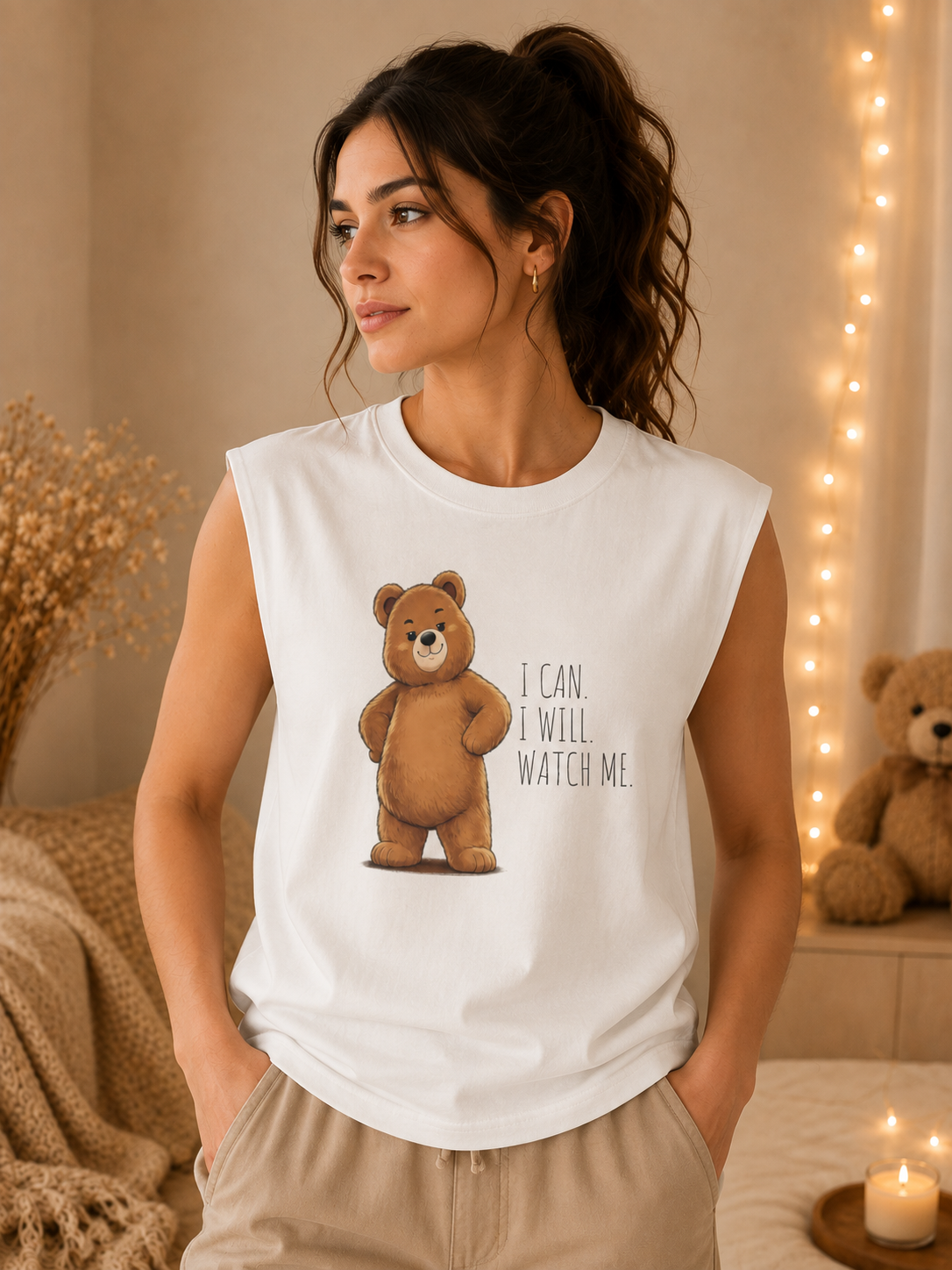 Cute Bear Muscle Tank Top | Cute Gym Bear Shirt | Cute Workout Tank | Unisex Sleeveless Fitness Top | Gift for Gym Lovers