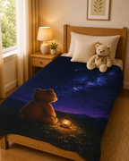 Stargazing Bear Velveteen Plush Blanket, Velveteen Plush Blanket, Nature Lover Gift, Cozy Bear Gift, Bear lover Gift