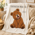 Hibernation Mode On Bear Blanket, Cute Bear Throw Blanket, Cozy Velveteen Plush Blanket, Bear Lover Gift, Funny Animal Blanket