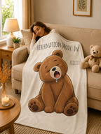 Hibernation Mode On Bear Blanket, Cute Bear Throw Blanket, Cozy Velveteen Plush Blanket, Bear Lover Gift, Funny Animal Blanket