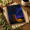 Cute Bear Under the Stars Spiral Notebook, Woodland Bear Spiral Notebook, Cozy Stationery Gift, Notebook Gift