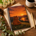 Cute Bear Sunset Notebook, Scenic Mountain Spiral Journal, Woodland Bear Spiral Notebook, Cozy Stationery Gift, Notebook Gift