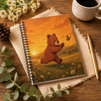 Cute Bear Spiral Notebook, Sunset Meadow Journal, Cozy Nature Notebook, Woodland Bear Spiral Notebook, Cozy Stationery Gift, Notebook Gift