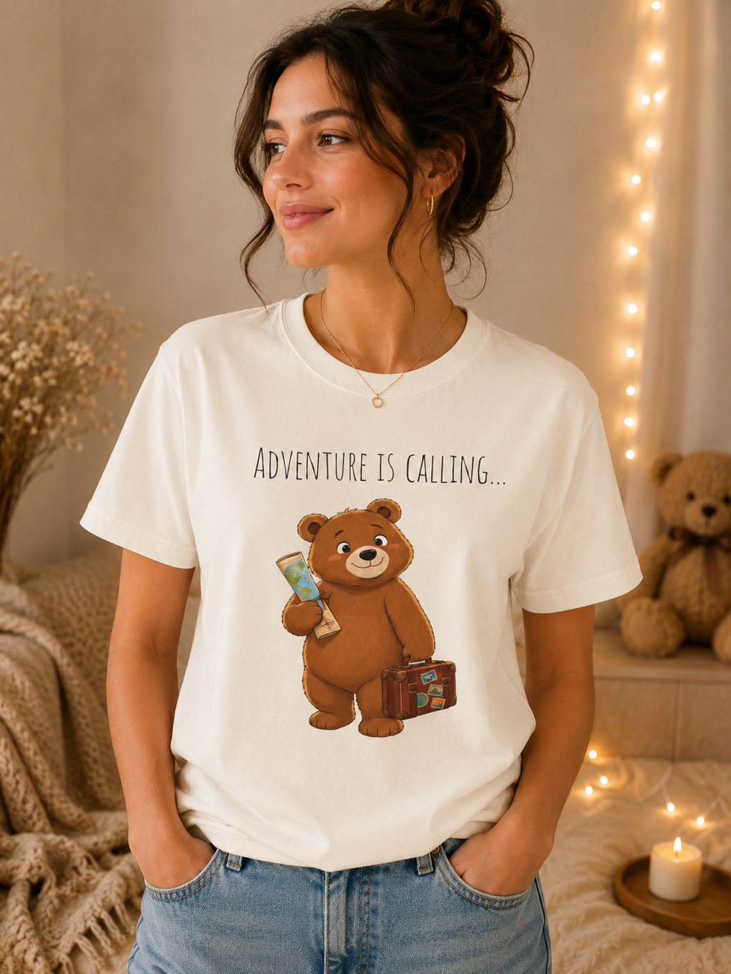 Adventure Is Calling Bear T-Shirt | Cute Travel Bear Shirt | Bear Graphic Tee | Unisex Bear Lover Gift