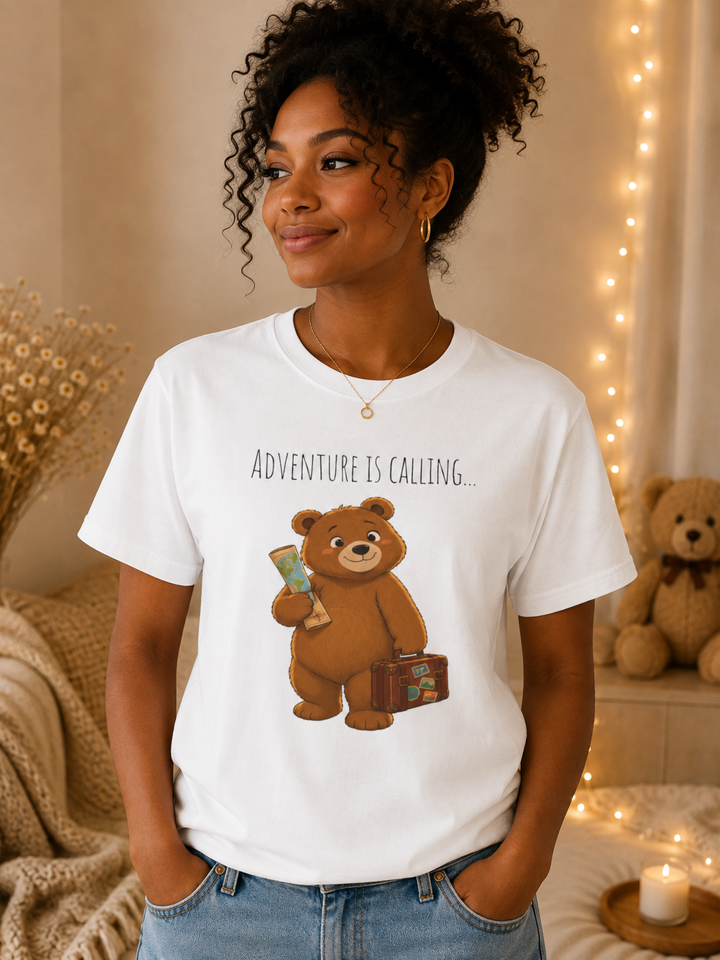 Adventure Is Calling Bear T-Shirt | Cute Travel Bear Shirt | Bear Graphic Tee | Unisex Bear Lover Gift