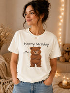 Grumpy Bear Happy Monday T-Shirt| Happy Monday Graphic T-Shirt | Cute Bear Graphic Tee | Unisex Bear Lover Gift
