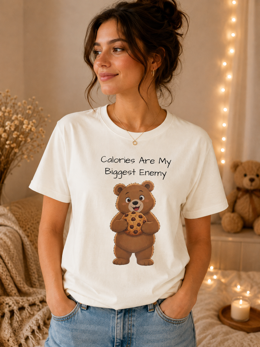Calories Are My Biggest Enemy T-Shirt| Cute Bear Graphic Tee | Unisex Bear Lover Gift